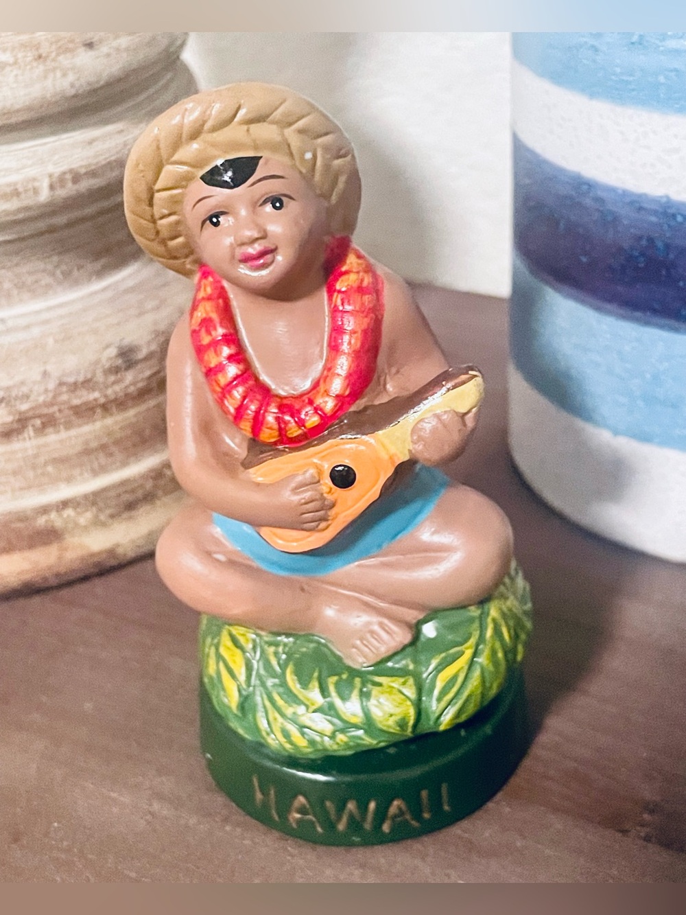 Hawaiian Vintage Mid Century Souvenir Musician Figurine Chalkware Hand Painted